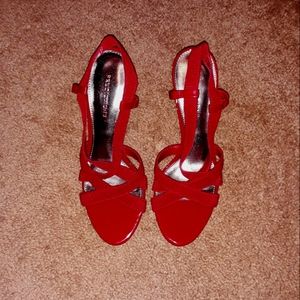 Red Predictions Strap Heels (no buckles)